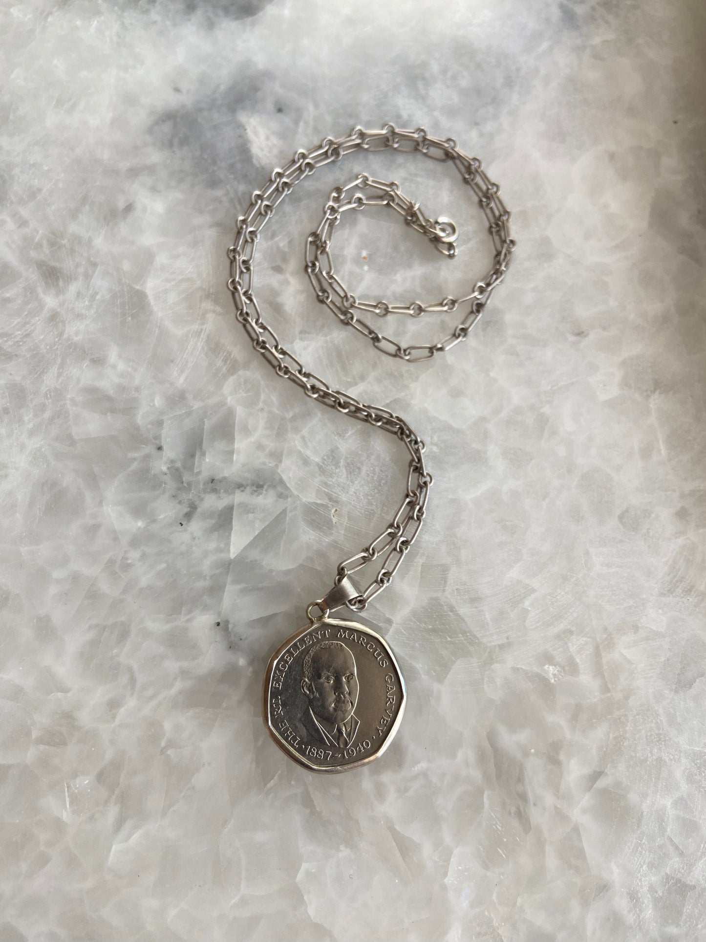 Marcus Garvey Coin Sterling Silver Necklace