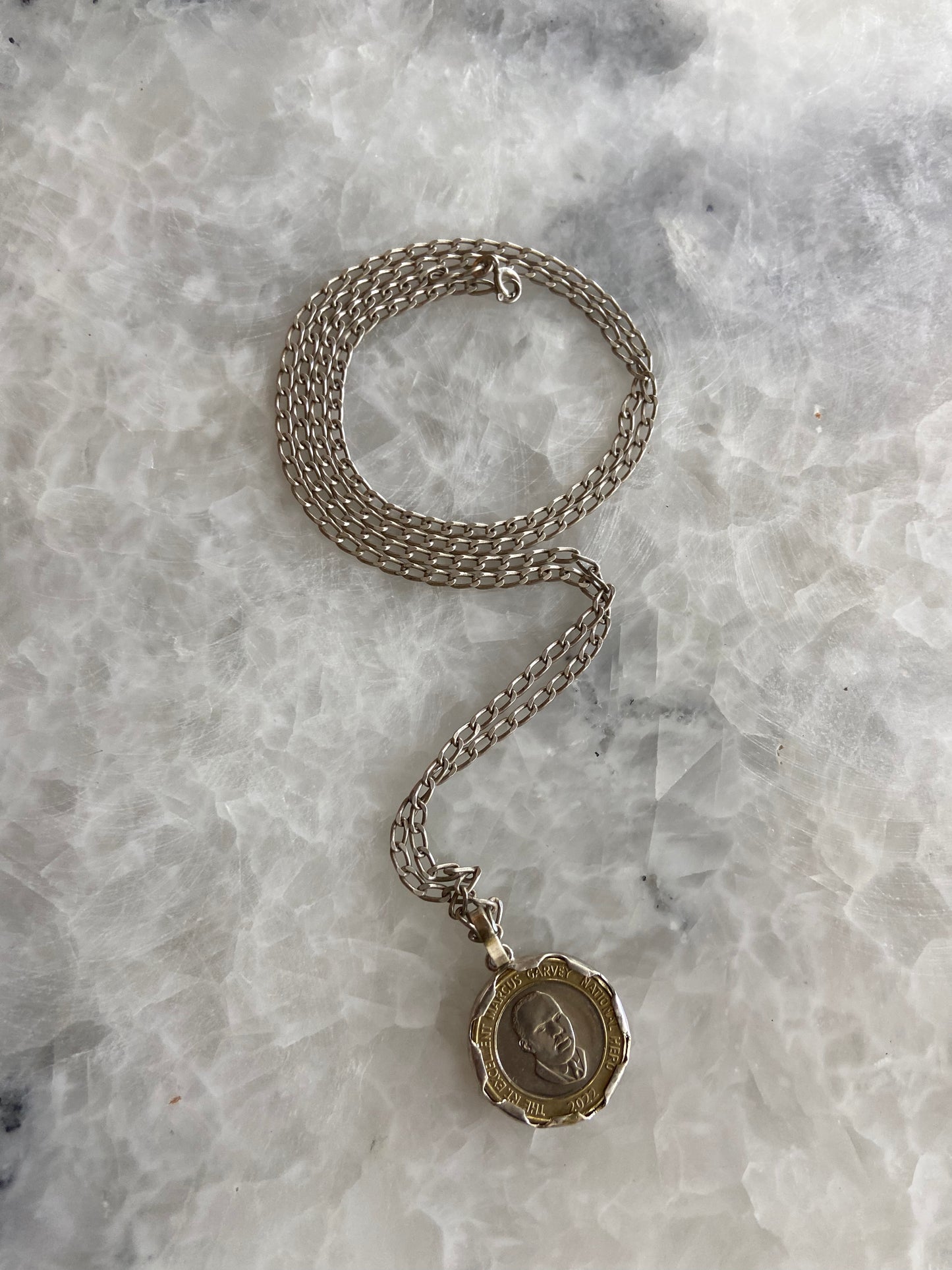 Marcus Garvey Coin Sterling Silver Necklace