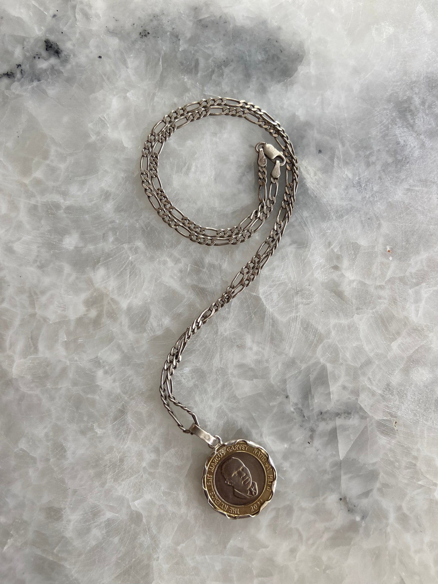 Marcus Garvey Coin Sterling Silver Necklace
